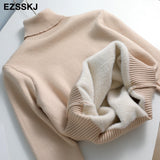 Christmas Gift 2021 Autumn winter cashmere basic warm Sweater velvet Pullovers Women female fur thick Turtleneck sweater knit Jumpers top