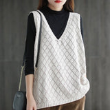 Christmas Gift Sweater Vests Women Baggy Korean Style Students High Street Casual Cozy Sleeveless Female Vintage Knitted Outerwear Simple Kpop