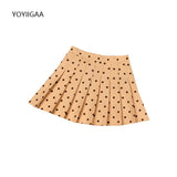 Christmas Gift Women Pleated Skirts Summer High Waist Ladies Dance Mini Skirt Harajuku Preppy Style Female Plaid Skirts Yellow Tennis Skirt