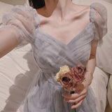 Kukombo  Summer Vintage Dress Women French Style Lace Chiffon Fairy Dress Casual Puff Sleeve Summer Autumn Clothes Designer Dress 2022