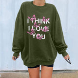 Kukombo Romantische Brieven Print Hoodies Sweatshirts Vrouwen Lange Mouwen Grijs Sweatshirt Losse Oversized Streetwear Casual