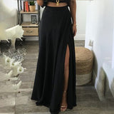 Kukombo  Fashion Women High Split Skirt Set Summer Cropped Top And Long Skirt Two-Piece Sets Black Chic Pullover Lounge Wear Outfits