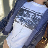 Vintage Classic Rock Graphic Tee Shirt Women Casual Round Neck Short Sleeve Cotton T Shirt 2021 Summer Sexy Slim Y2k Tops Chic-1104