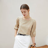 Christmas Gift FANSILANEN Office Lady Square Neck Shirt Women's Summer Thin French Chic Top Design Niche 100% Cotton White Shirt Women Blouses