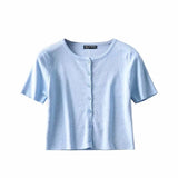 Kukombo Summer Crop Top Women Graphic T Shirts Vintage Short Button Up Shirt Elegant Graphic Tees Women Cute Tops Green 2022 New