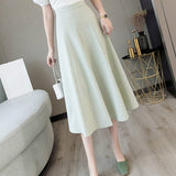 Kukombo New Arrival A Line Skirt High Waist Back Zipper Solid Color Elegant OL Skirts Women Korean Fashion Faldas Mujer 3a298