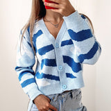 Christmas Gift New 2021 Women's Autumn Winter Sweaters Fashionable Elegant Cardigans Vintage Zebra Knitwears Short Tops SWC1363JX