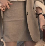 Kukombo Office Ladies Notched Collar Plaid Women Blazer Single Breasted Autumn Jacket Casual Pockets Female Suits Coat suit skirt