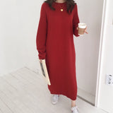 Kukombo New Autumn Sweater Women Dress Winter Long Sleeve Sweaters Knitted Dresses Womens Warm Loose Maxi Oversize Knitting Robe Vestido