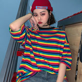 Christmas Gift Summer Striped Women Tshirt Oversized Short Sleeve Female T-shirts Chic Fashion Ladies Tee Tops O-Neck Casual Women's T Shirt
