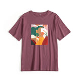 Christmas Gift Hirsionsan Aesthetic Printed T Shirts Women 2021 New Soft Vintage Loose Tees Abstract Graphic Cotton Tshirts Summer Casual Tops