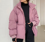 Kukombo Autumn Winter Down Puffer Jacket Woman Thick Bubble Coat Cotton Liner Padded Parkas Female Warm Zipper Outerwear 2022