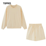 Christmas Gift 2021 Autumn Shorts Set Women Tracksuits Oversize Sweatshirts High Waist Shorts Female Two Piece Set
