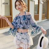 Kukombo 3 Piece Bikini Set Summer Bathing Suits 2022 Sexy High Waist Women Swimwear Bikini Sports Swimsuit Cover Up with Skirt Beachwear