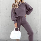 Christmas Gift Casual Solid Sweatshirt Suit Women Autumn Turtleneck Pullover and Pencil Pants Winter Plus Size Female Tracksuit 2 Piece Sets