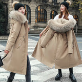 Christmas Gift 2021 New Women Winter Jacket Long Coat Casual Parkas Removable Fur Lining Hooded Parka Cotton Thicken Warm Jacket Mujer Coats