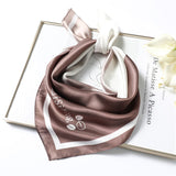 Kukombo New Silk Scarf Square for Women 70x70cm Small Neck Scarves Lady Shawl Fashion Print Hijab Brand Designer High Quality Scarfs