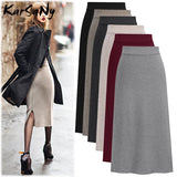 Christmas Gift Autumn Winter Knit Pencil Skirt Women Plus Size High Waist Skirts Womens Knited Split Midi Skirt For Women Autumn 6XL