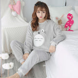 Christmas Gift Wholesale 2021 WAVMIT Autumn Winter Women Warm Flannel Pajama Set Thicken Girl Print Pyjama Set Long Sleeve Sleepwear Set Women