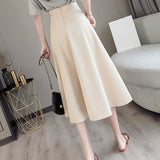 Kukombo New Arrival A Line Skirt High Waist Back Zipper Solid Color Elegant OL Skirts Women Korean Fashion Faldas Mujer 3a298