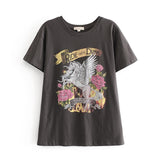 Kukombo Casual Apricot T-Shirt Cartoon Print Soft Cotton Plus Size Short Sleeve High Fashion Oversized Summer Tees Ladies Dropshipping