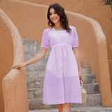 Christmas Gift Marwin Long Simple Casual Solid Hollow Out Pure Cotton Holiday Style High Waist Fashion Knee-Length Summer Dresses NEW Vestidos