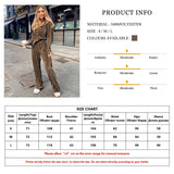 Kukombo Casual Loose Shirts Pants Set Woman 2 Pieces Elegant Brown High Waist Pant Suits Fashion Pleated Home Wide Trouser Suits