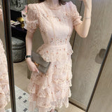 Kukombo Pink Lace Embroidery Maxi Dress Female Spring Winter Full Sleeve High Waist Ruffle Elegant Long Party Dresses Woman 2022