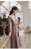 Kukombo Preppy Style Dress Women Spring 2022 French Double Collar Fashion Sweet Long Sleeved Elegant Dress Vestidos Autumn With Belt