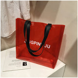 Kukombo  PVC Clear Transparent Tote Bags Women Candy Jelly Beach Bags Women Summer Large Handbags Casual Shopping Shoulder Bag