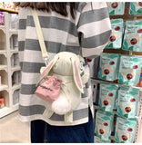 Kukombo 2022 Cute Cartoon Rabbit Bag Fashion Light Canvas Shoulder Bag Girl Student Messenger Bag Mini Bag Doll Bag Accessory Bag