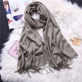 Christmas Gift 2021 women scarf solid cashmere scarves lady shawls and wraps winter head scarf pashmina long size foulard hijab wholesale