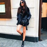 Christmas Gift Ailegogo Autumn Casual Faux Leather Jackets Women Winter Sashes Zipper Streetwear Biker Motorcycle Girls Coat Female Outwear
