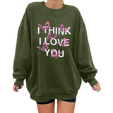 Kukombo Romantische Brieven Print Hoodies Sweatshirts Vrouwen Lange Mouwen Grijs Sweatshirt Losse Oversized Streetwear Casual