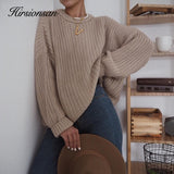 Christmas Gift Hirsionsan Loose Autumn Sweater Women 2020 New Korean Elegant Knitted Sweater Oversized Warm Female Pullovers Fashion Solid Tops