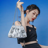 Kukombo Fashion Metal Chain Shoulder Bags For Women Purses and Handbags Ladies Crossbody Bags Women Messenger Bags bolsos de mujer K36