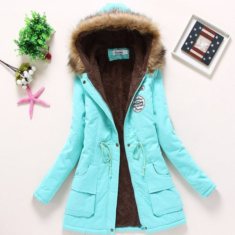 Christmas Gift Fitaylor New Winter Women Jacket Medium-long Thicken Outwear Hooded Wadded Coat Slim Parka Cotton-padded Jacket Overcoat