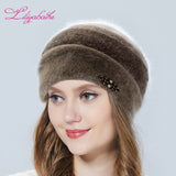 Christmas Gift Women's hat Winter Hat Knitted Angora Wool ornaments double warm Hat