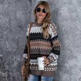 Christmas Gift Women Sweater Fall/Winter Lazy Wind Pullover Korean Loose Round Neck Long Sleeve Retro Style Knit Sweater women