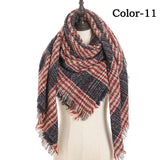 Christmas Gift 2021 New Winter Knitted Scarf Cashmere Pashmina Women Warm Neck Scarves Shawls Plaid Wraps Triangle Stoles Lady Bandana