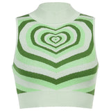 Christmas Gift HEYounGIRL Heart Sleeveless Knitted Crop Top Sweater Vest Summer Pink Casual 90s Pullover Knitwear Fashion Streetwear 2021