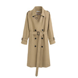 Christmas Gift Fashion Brand New Women Trench Coat Long Double-Breasted Belt Blue Khaki Lady Clothes Autumn Spring Outerwear Oversize Quality