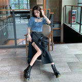 Christmas Gift 2 Piece Set Women Summer 2022 Gothic Black Skirt Korea Irregular Skirts+Crop Top Fashion Suits Sexy Streetwear Set Chic New