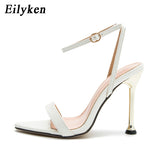 Christmas Gift Eilyken 2021 New Ankle Strap Green Women's High Heels 11CM Sandals Pointed Toe Female Party Shoes Sandalias de mujer