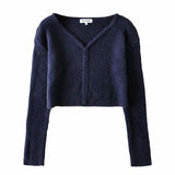 Kukombo Women Sweater Cardigan Korean Long Sleeve Crop Top Green Cardigans Vintage Knitted Sweaters Korean Crop Sweater White Ladies Top