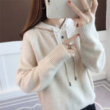 Christmas Gift Pullover Hooded Knitted Sweater Women's Sweater Spring And Autumn 2021 New Loose And Versatile Comfortable Sweater Top