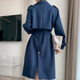 Christmas Gift Women Autumn Double Breasted Casual Long Trend Coat Winter Streetwear Loose Windbreaker Long Sleeve Fashion Outwear Overcoat