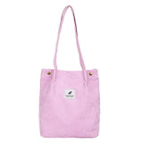 Kukombo  High Capacity Women Corduroy Tote Ladies Casual Shoulder Bag Foldable Reusable Shopping Beach Bag