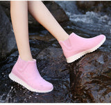 Kukombo Rain Boots Women's Anti-Skid Water Shoes Ankle Wellies Parent Leisure Fashion Waterproof Student Rubber