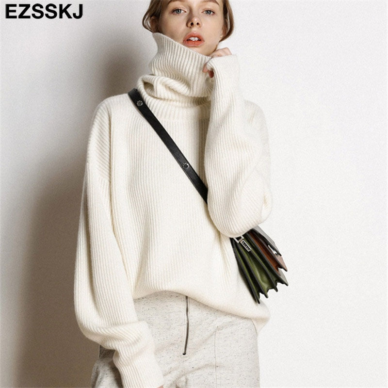 Christmas Gift 2022 Women's Sweater Autumn Winter Warm Turtlenecks Casual Loose Oversized Lady Sweaters Knitted Pullover Top Pull Femme
